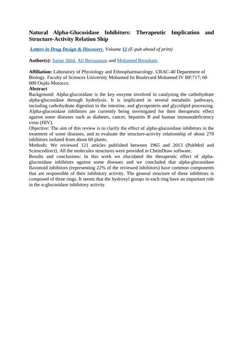 (PDF) Natural Alpha-Glucosidase Inhibitors: Therapeutic Implication and ...