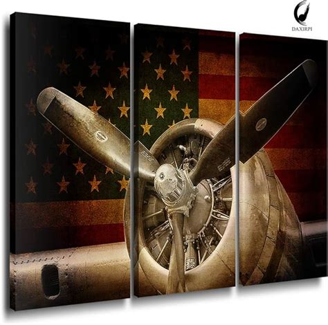 Vintage Airplane Decor Aviation Canvas Wall Art Military Fighter Jet ...