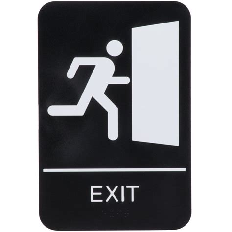 ADA Exit Sign with Braille - Black and White, 9" x 6" in 2022 | Exit ...