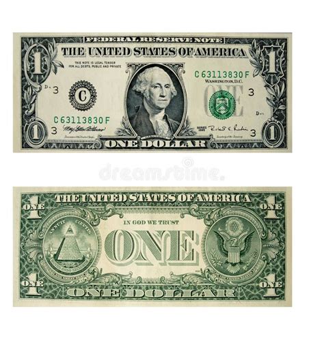 US dollars. One US dollar currency notes, front and back , #AFF, # ...