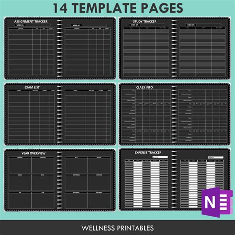 OneNote Black Paper Student Planner - Wellness Printables