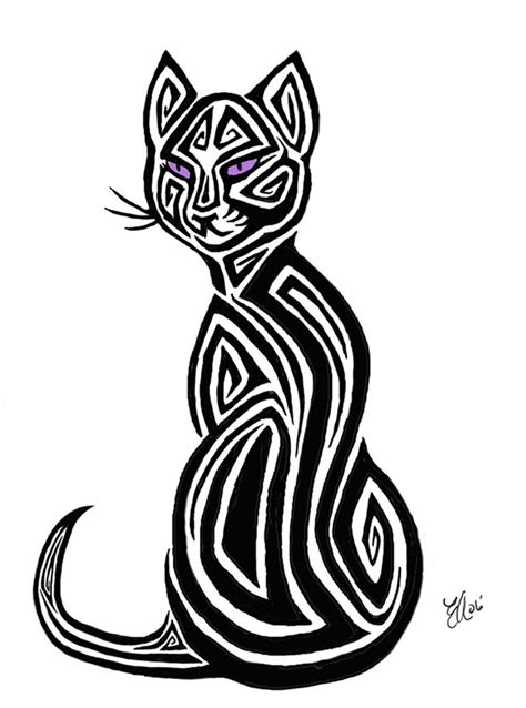 Tribal Cat Tattoo Design by AerynOustinne on DeviantArt