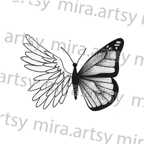 Details more than 78 half butterfly half angel wing tattoo latest - in ...