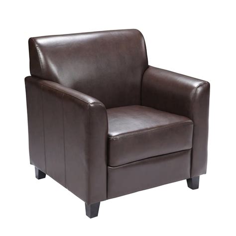 Flash Furniture Hercules Modern Brown Faux Leather Club Chair at Lowes.com