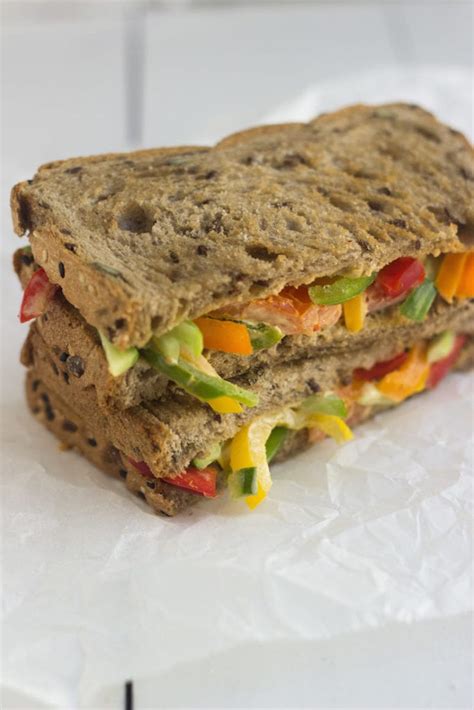 Veggie Sandwich | With Colorful peppers, tomatoes and cucumbers