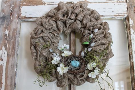 Elizabeth & Co.: Spring Burlap Wreaths With Flowers and Nests