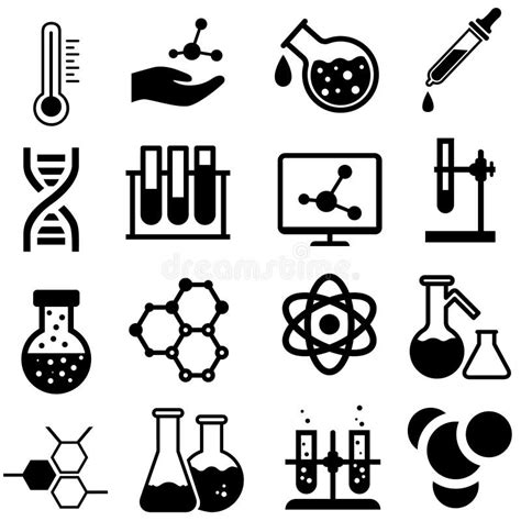 Chemistry Icons Vector Set. Chemical Illustration Symbol Collection ...