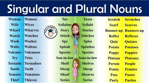 Singular and Plural Nouns Worksheet ALL ESL