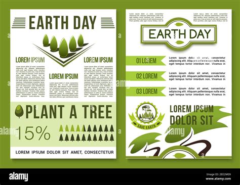 Earth Day posters with green nature environment design. Vector brochure ...