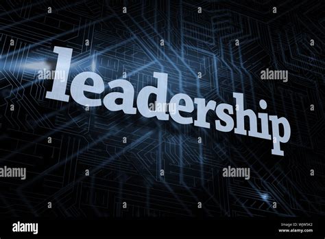 The word leadership against futuristic black and blue background Stock ...