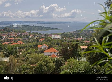 Panoramic view to South East of Kampala and Lake Victoria from Kololo ...