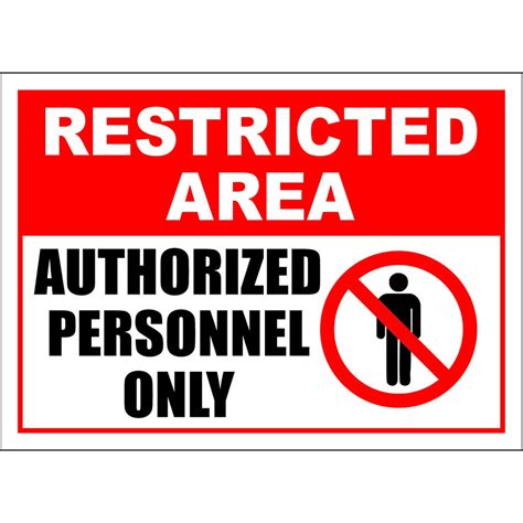 Restricted Area Authorized Personnel Only Sign Safety Signage Vinyl ...