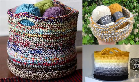 4 Scrap Yarn Basket Free Crochet Patterns - Your Crochet