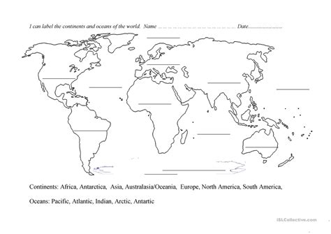 Label The The Continents And Color Them. Great Worksheet For Kids ...