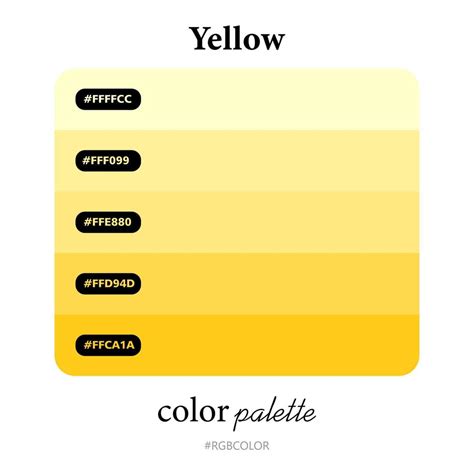 Yellow color palettes accurately with codes, Perfect for use by ...