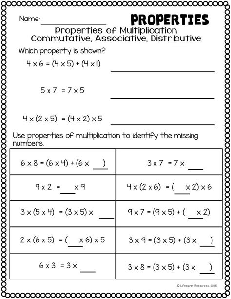 3rd Grade Math Printables - Entire Year! | Properties of multiplication ...