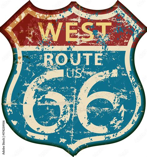 vintage route 66 road sign,retro grungy vector illustration Stock ...