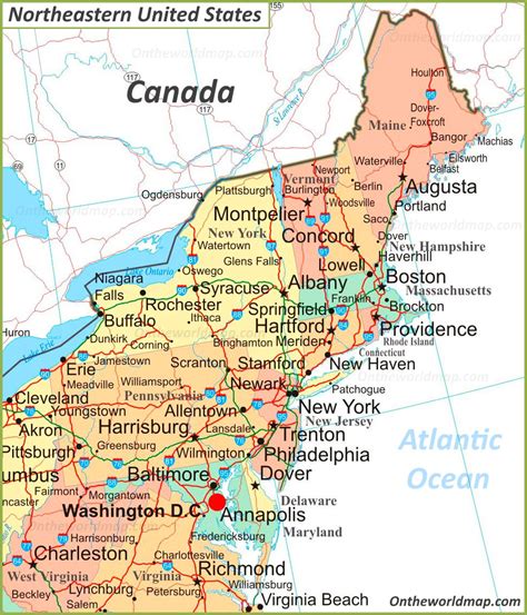 Map Of Northeastern United States - Ontheworldmap.com