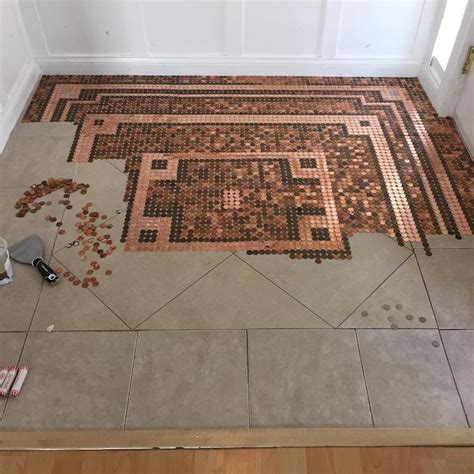 Jeweler Creates Her Own DIY Penny Floor Using 7,500 Pennies