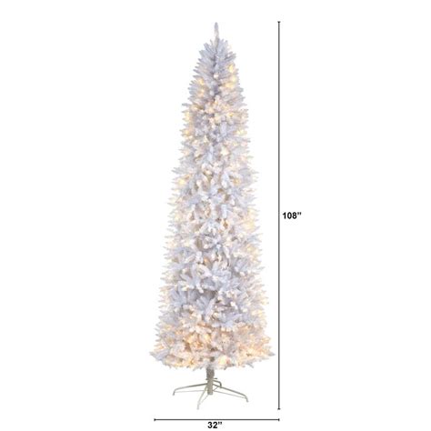 9' Slim White Christmas Tree with 600 Lights - 108 - On Sale - Bed Bath ...