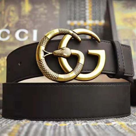 Gucci Unisex Leather Belt with Double G Buckle with Snake in Black ...