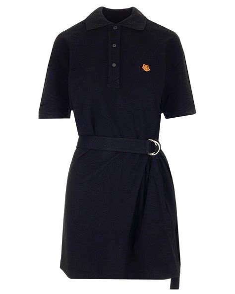 KENZO Cotton Tiger Crest Polo Dress in Black - Lyst