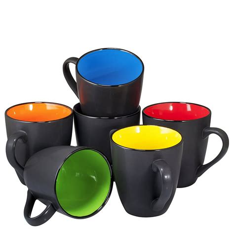 Coffee Mug Set Set of 6 Large-sized 16 Ounce Ceramic Coffee Mugs ...