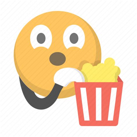 Eating, emoji, emoticon, face, movie, popcorn, watch icon