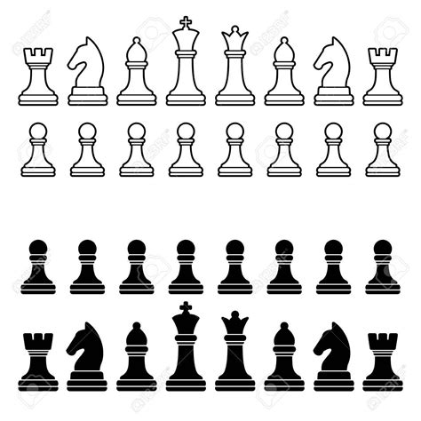 Chess Pieces Silhouette - Black And White Set Illustration Royalty Free ...