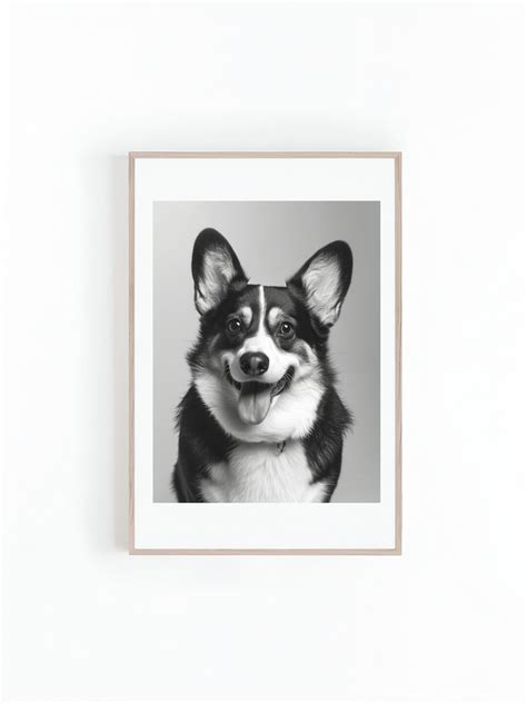 Corgi Photo Prints, Black and White Photo of Corgi Puppy, Photo of ...