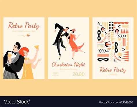 Retro Party Invitation Design With Sample Text Vector Image | vlr.eng.br