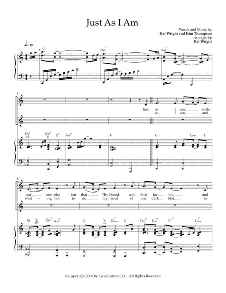 Just As I Am by Hal Wright, Kim Mitzo Thompson Sheet Music for Piano ...