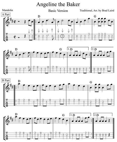 Play the Mandolin - Free Mandolin Tablature - Angeline the Baker