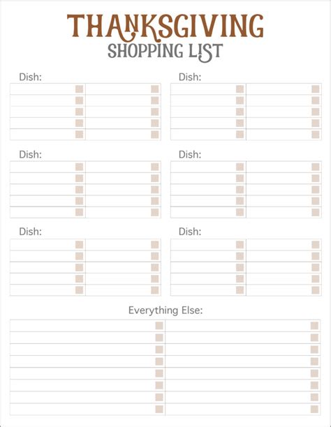 Thanksgiving Dinner List Of Food : Printable Thanksgiving Grocery List ...