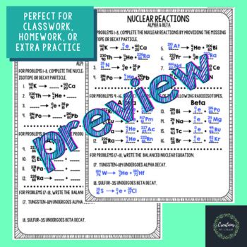 Alpha & Beta Decay Worksheet - Key Included by Creations by Callie