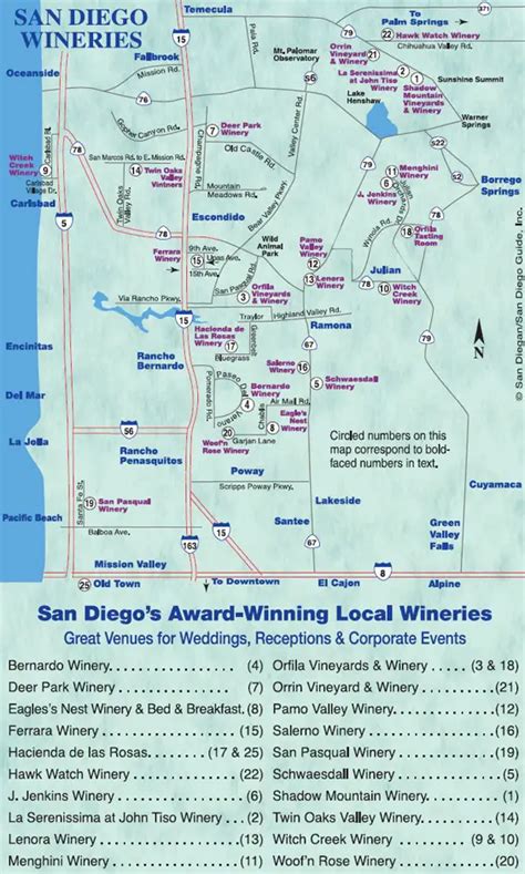 San Diego Wineries Map - Tourist Map Of English