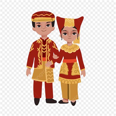 Wedding Couple Indonesian Minangkabau, Wedding, Couple, Illustration ...