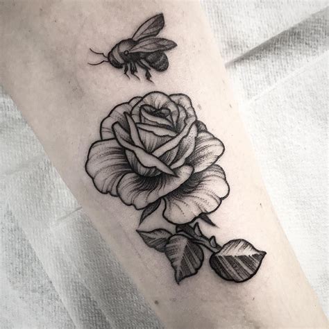 A rose and a bee 🌹 🐝… | Bee and flower tattoo, Rose tattoos for men ...