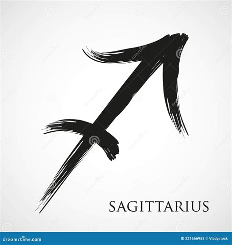 Sagittarius Zodiac Symbol Isolated on White Background. Brush Stroke ...