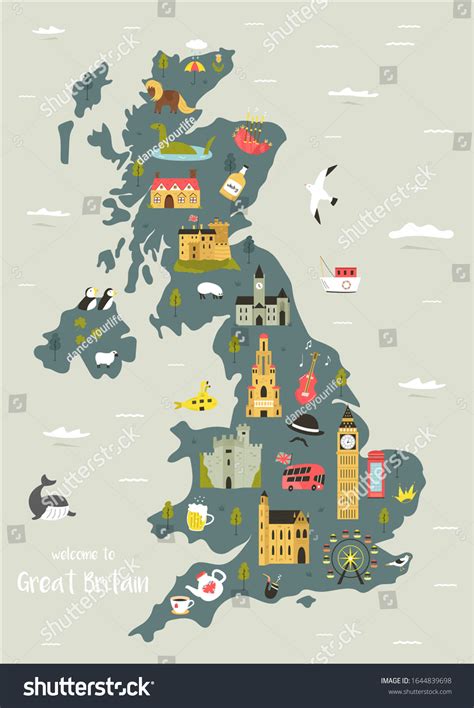 Vector Illustrated Map Great Britain United Stock Vector (Royalty Free ...