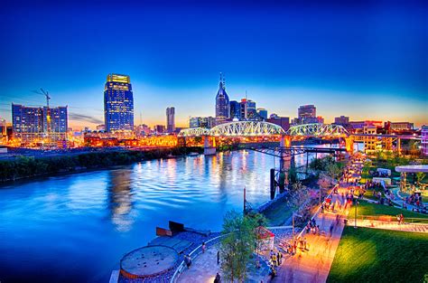 Nashville Tennessee downtown skyline at Shelby Street Bridge Photograph ...