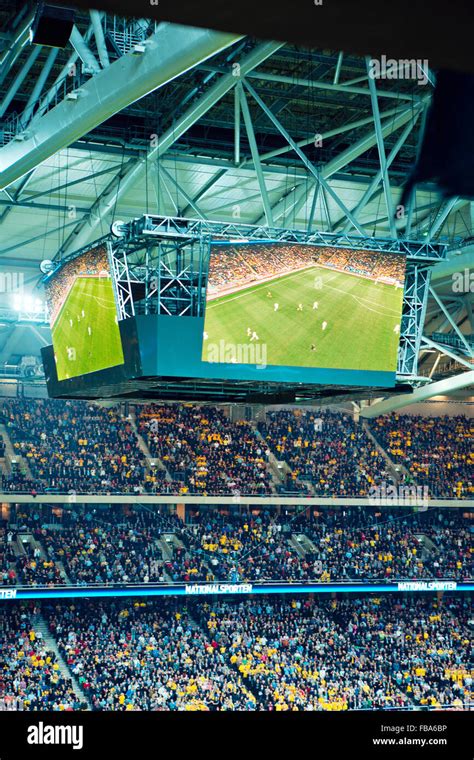 Sweden, Solna, Largescreen at football stadium Stock Photo - Alamy