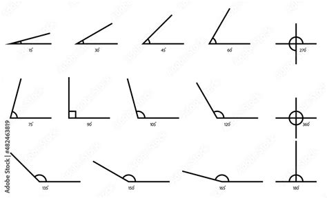 Angle with different degrees. Icon of obtuse and acute angle. Triangle ...