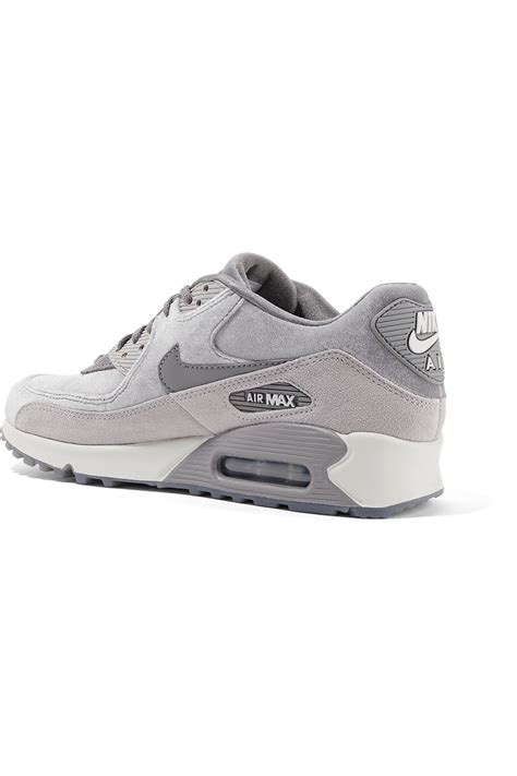 Nike Air Max 90 Suede-trimmed Velvet Sneakers in Gray - Lyst