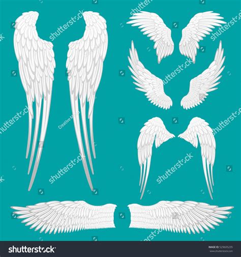 Angel White Wings Set Isolated Stock Vector (Royalty Free) 529605235