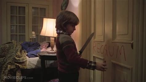 "REDRUM" : Danny sees "MURDER" backwards in a mirror : THE SHINING (1980)