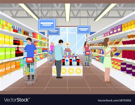 People at the supermarket Royalty Free Vector Image