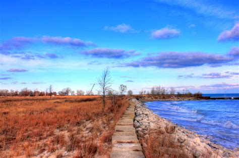 Walkway and shoreline at Illinois Beach State Park, Illinois image ...