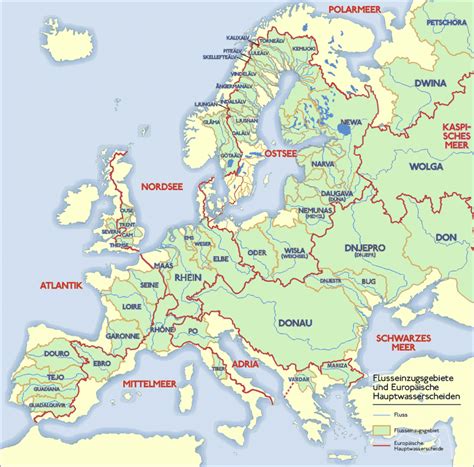 European major Rivers & their drainage basins - Vivid Maps