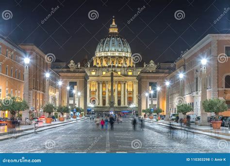 Vatican City night view editorial stock photo. Image of italy - 110303298